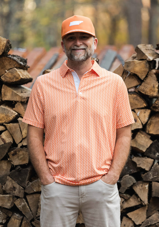 Orange and White Performance Polo