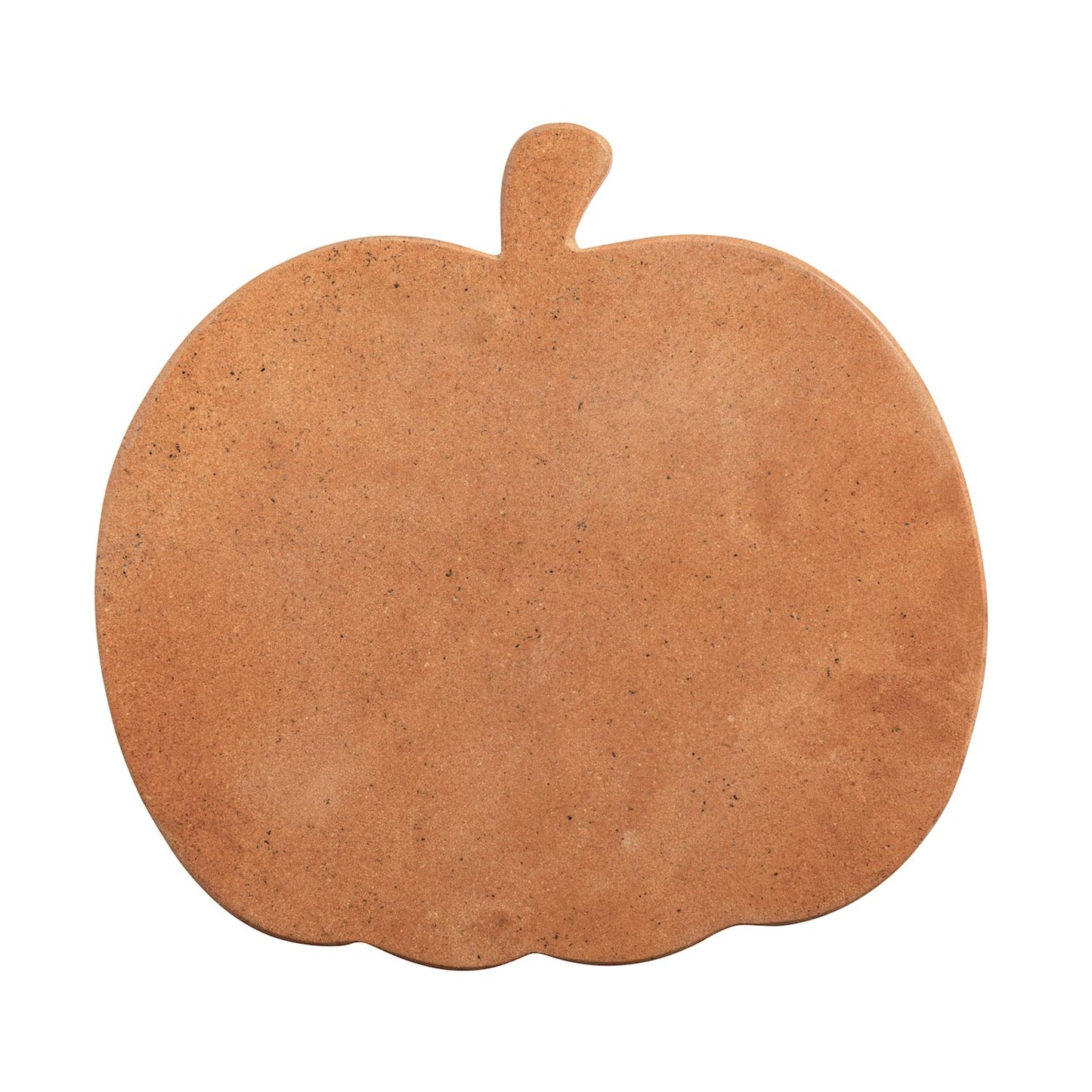 Flat, brown, wooden pumpkin-shaped mini board with small stem. Available in multiple sizes.