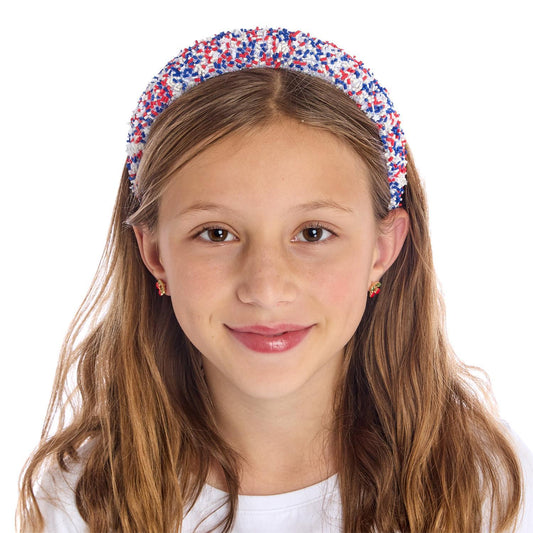 Red, White & Be-You-Tiful Sprinkles Headband shown. Available in child and adult sizes.