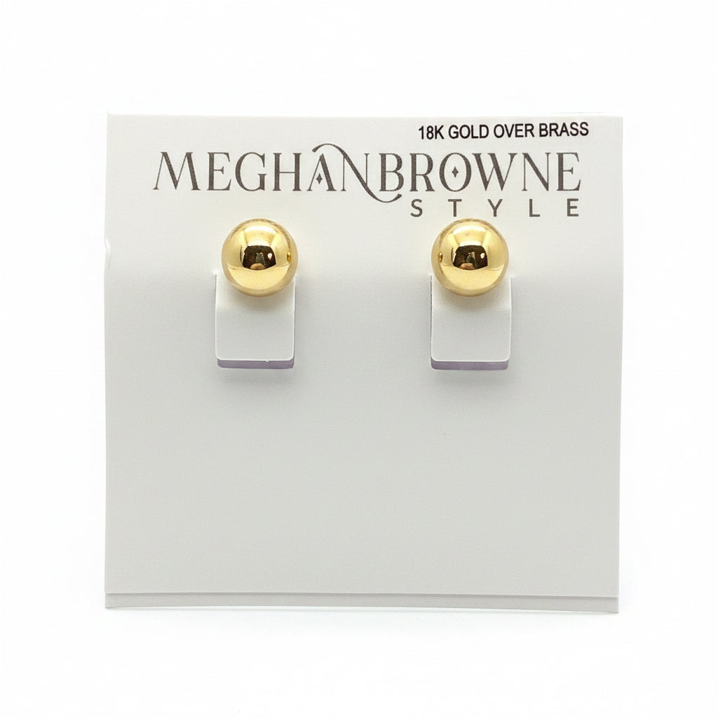 Zola Gold Earrings, 18K gold over brass, minimalist design; available in multiple sizes.