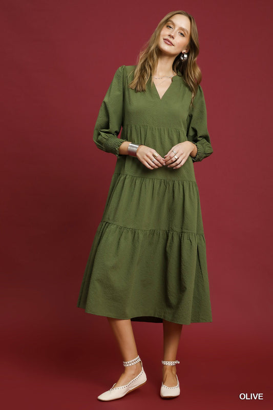 Melody Textured Tiered Midi Dress