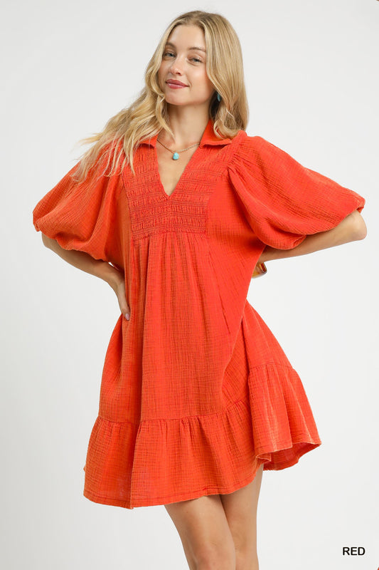 Ember Mineral Wash Babydoll Dress