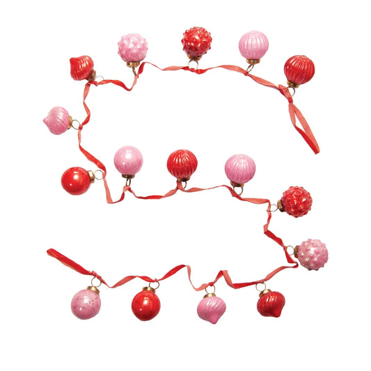 Embossed Recycled Mercury Glass Ornament Garland