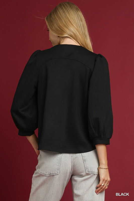 Diana Luxe Ruffle Neck Blouse