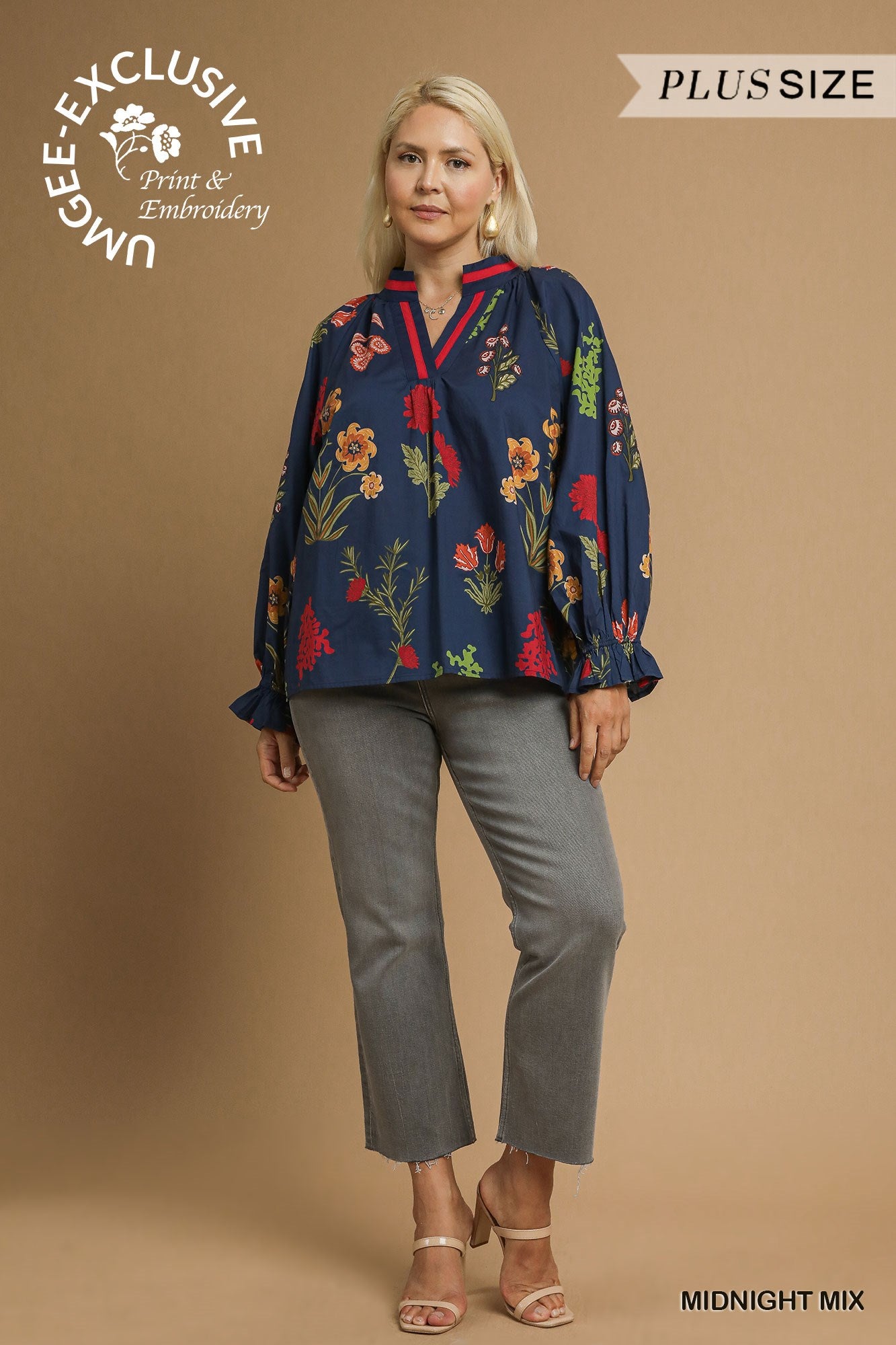 Francis Floral Print Open Collar Top