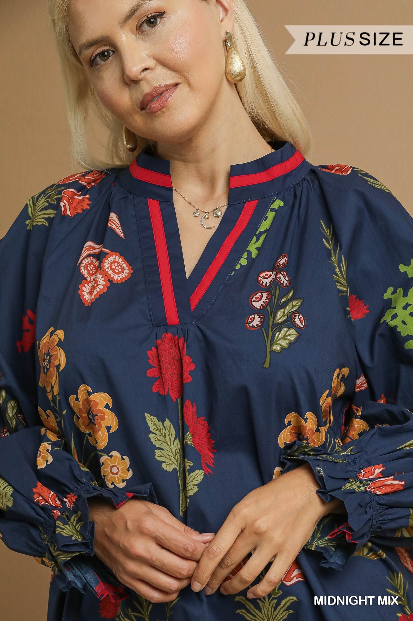 Francis Floral Print Open Collar Top