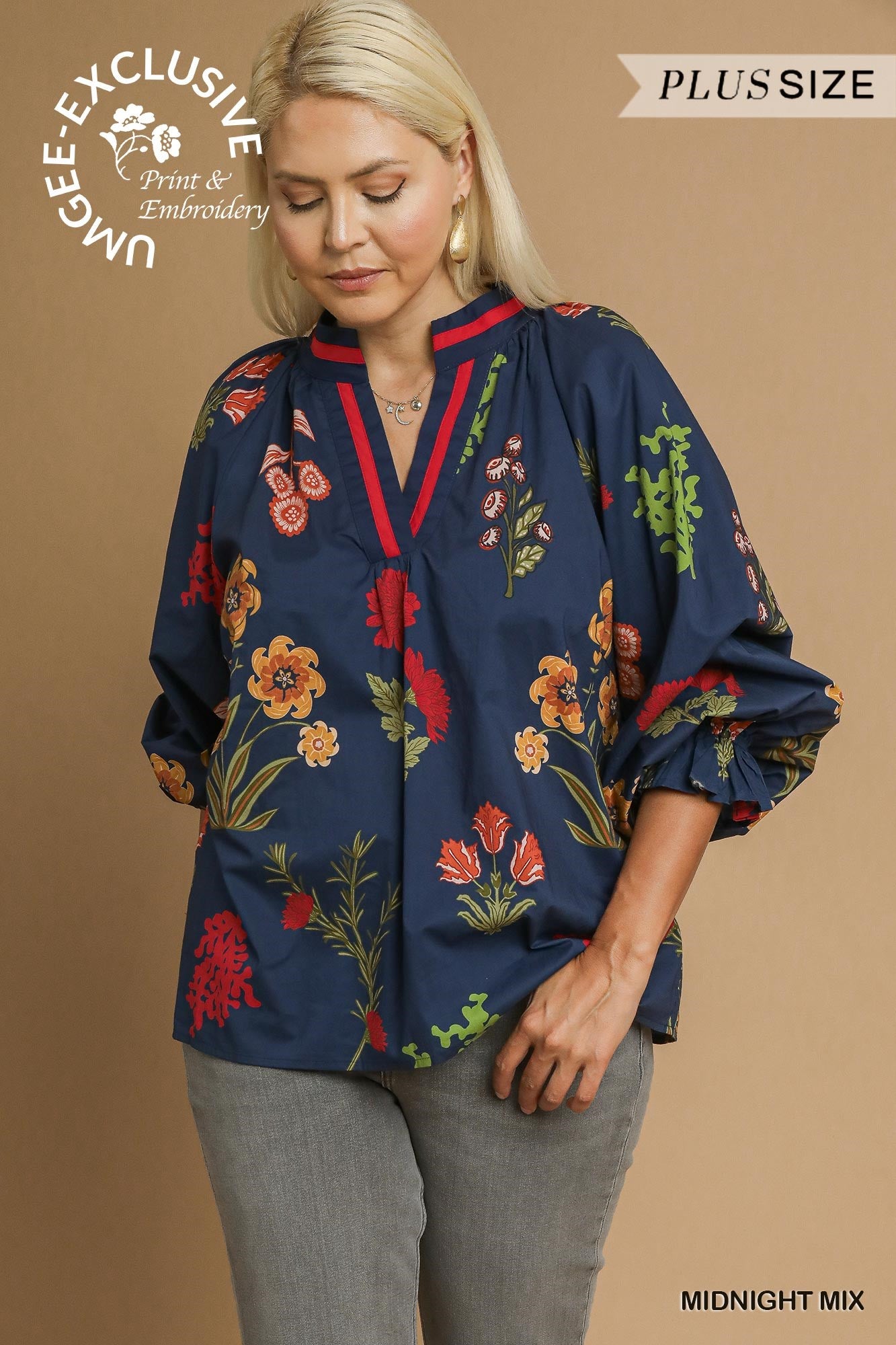 Francis Floral Print Open Collar Top