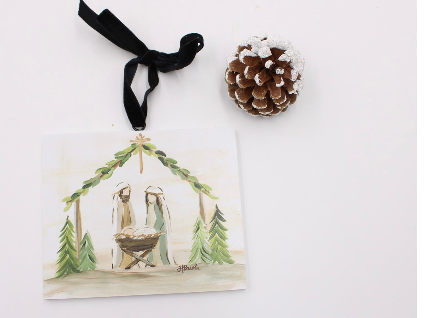 4.5" MDF Evergreen Nativity Ornament