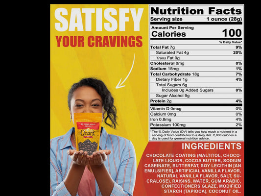 3.5oz bag of No Sugar Added Raisins, a milk chocolate treat and diabetic-friendly snack; available in 3.5oz size.