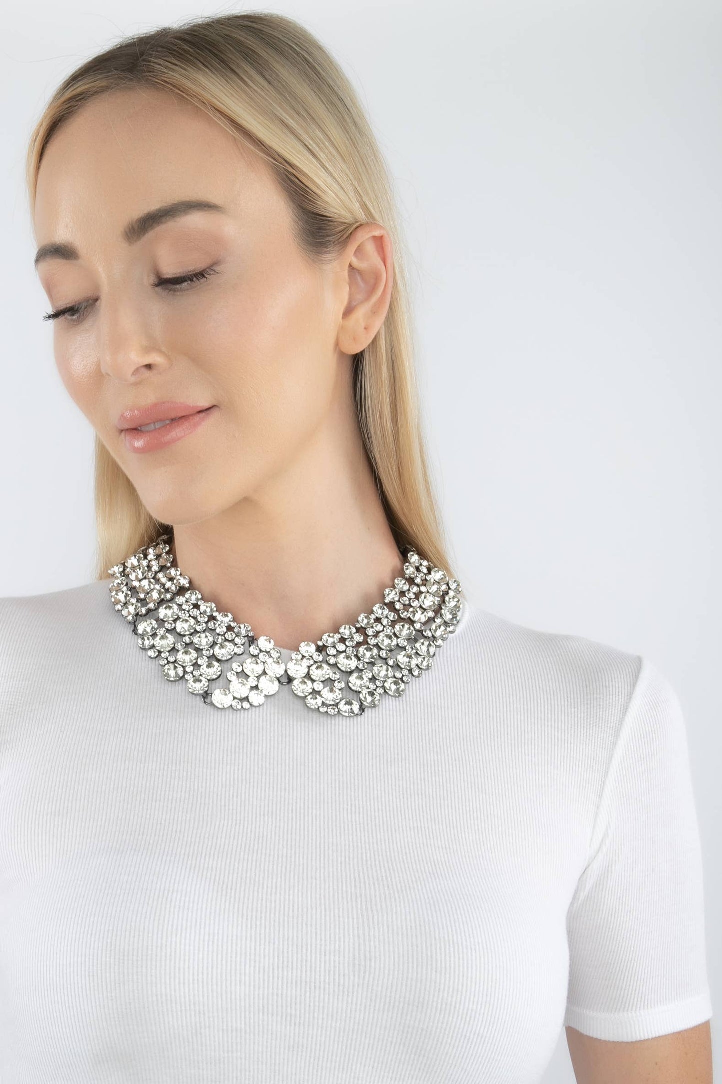 Diana Collar Necklace: Crystal—sparkling statement necklace; available sizes: S, M, L.