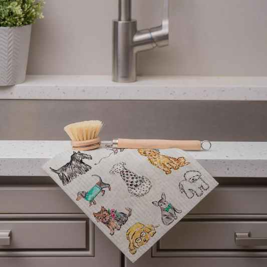 The Dog Fancy Swedish Cloth with dog breed illustrations. Available in 7x8 inches and 10x12 inches.