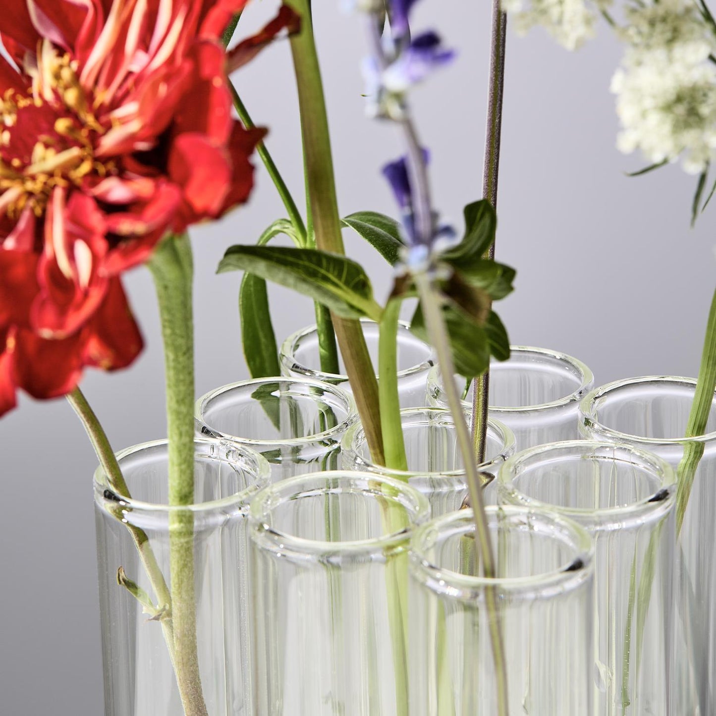 Set of 9 Connected Tube Flower Vase/Arranger in Gift Box: Versatile vase set for creative floral arrangements. Available sizes not specified.