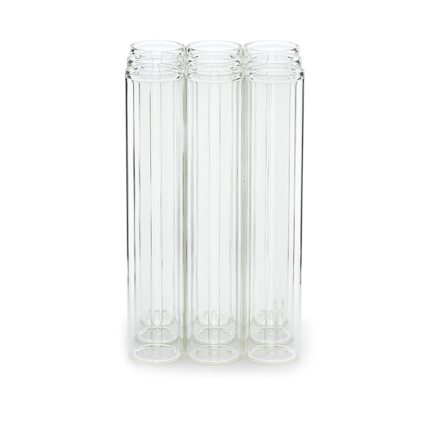 Set of 9 Connected Tube Flower Vase/Arranger with clear glass tubes, ideal for elegant displays. Available in one size.