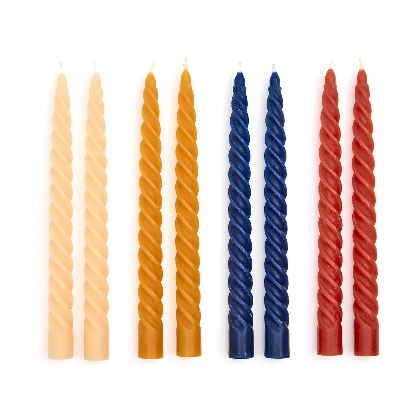 Set of 2 Fall Twist Taper Candles in 4 autumn colors; available sizes: 10" and 12".
