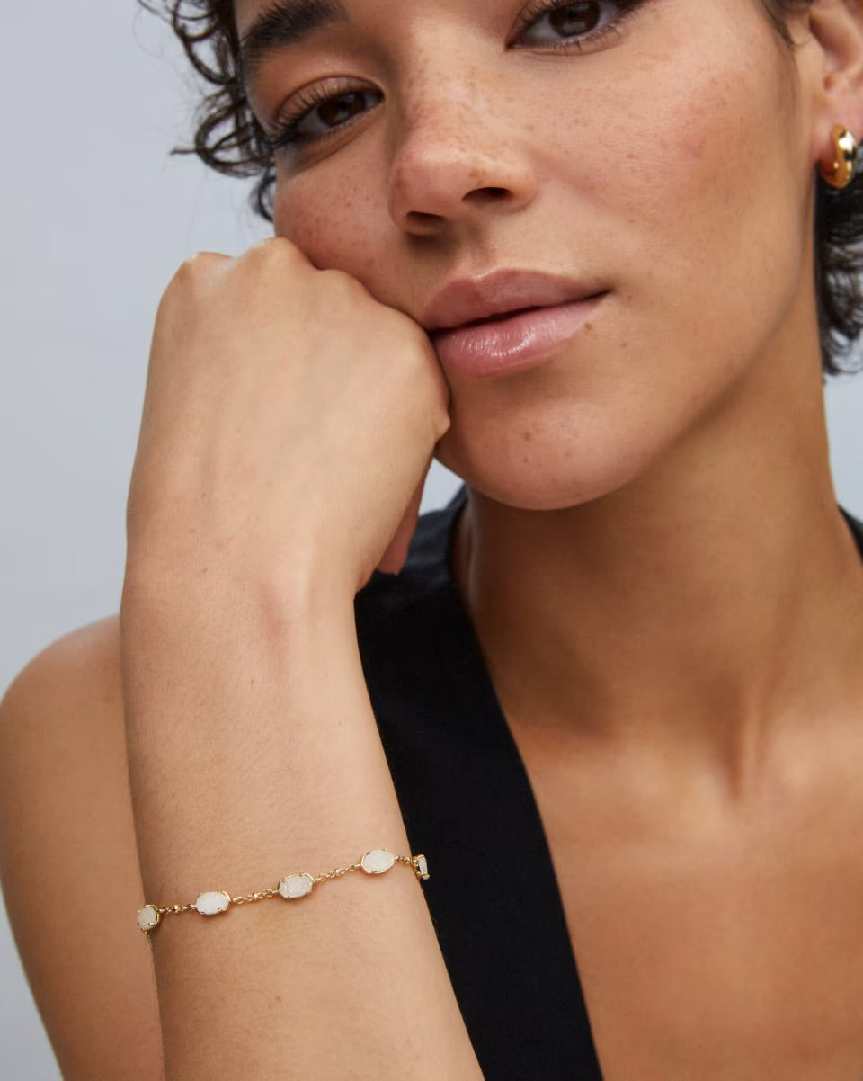 Emilie Link Bracelet by Kendra Scott with white stones; available in S/M and M/L sizes.