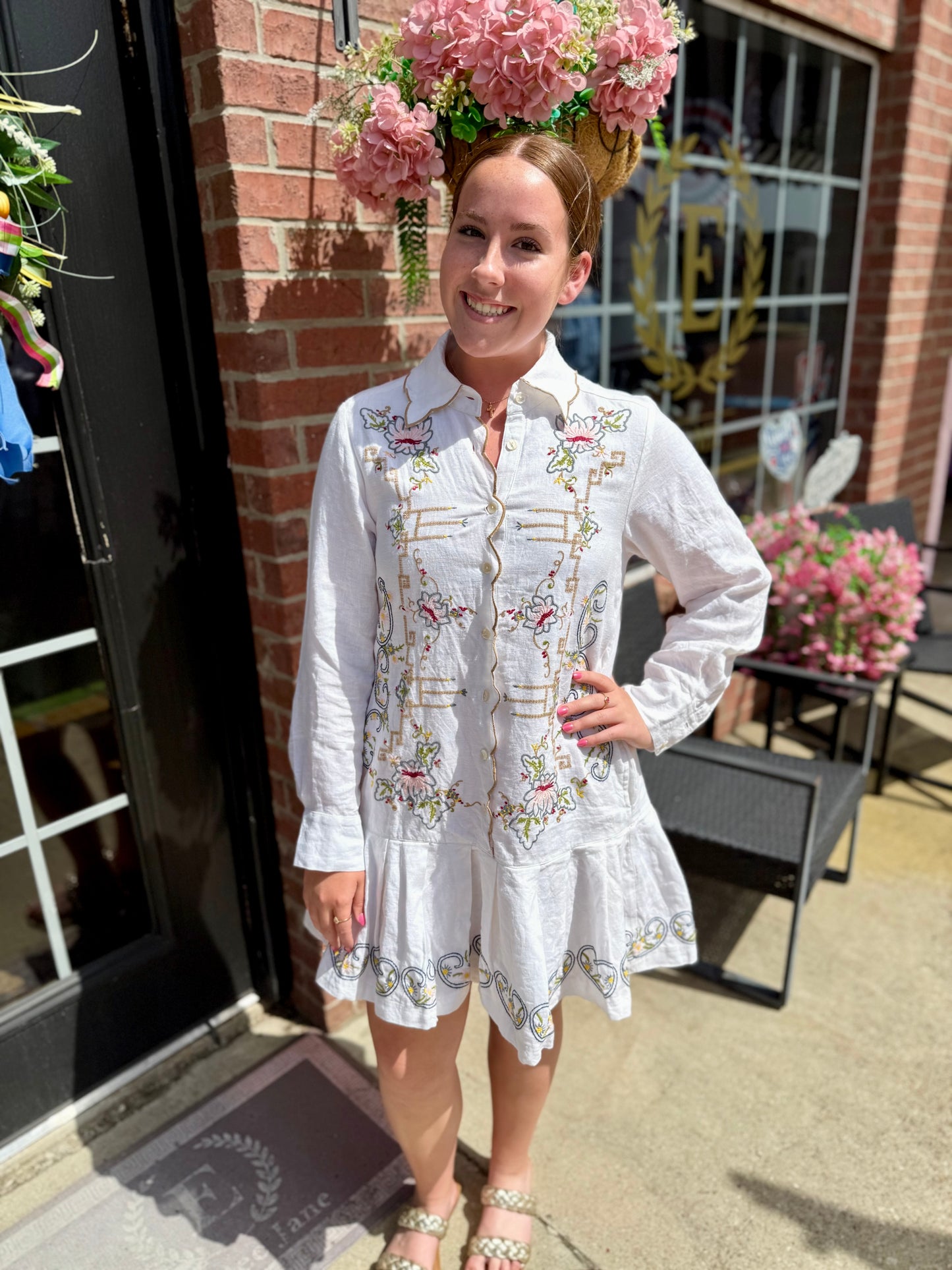 White Table Linens Dress in sizes XS-XL, featuring a crisp white fabric and classic silhouette.