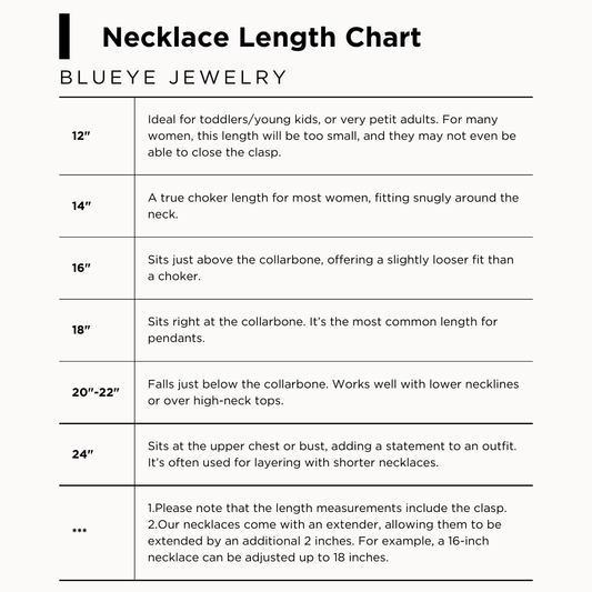 Chart of Rope Stainless Steel Dainty Silver Necklace lengths, tarnish-resistant; available in 16", 18", 20", and 22".