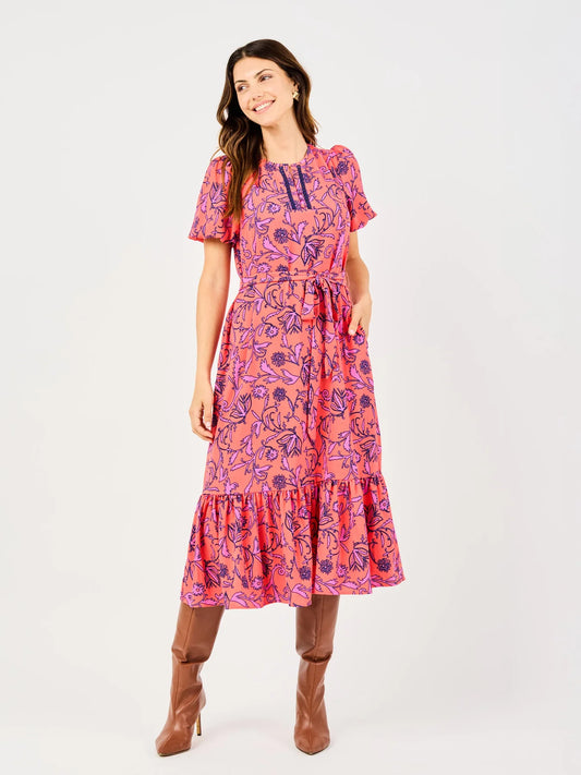 Camila Toile Tulip Coral Dress