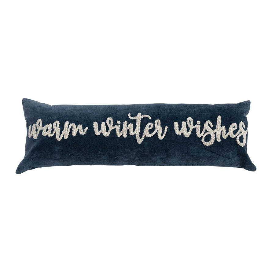 Woven Cotton Velvet Lumbar Pillow “Warm”