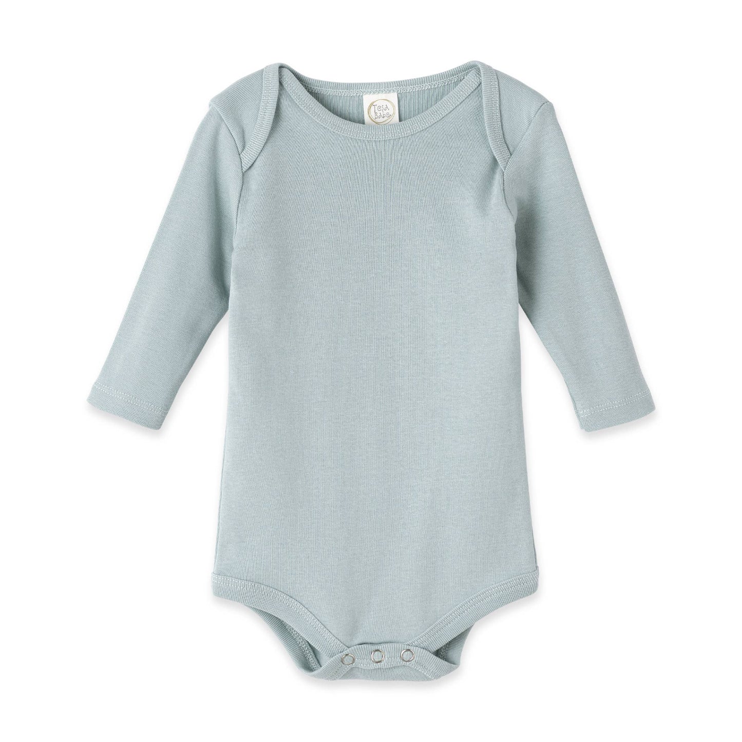 Set of 2 light blue baby boy bodysuits with truck and car prints, long sleeves, snaps; sizes NB-24M.