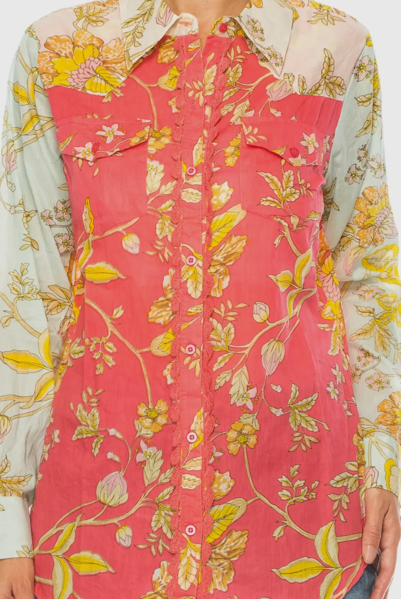 Vintage Floral Button-Down Top