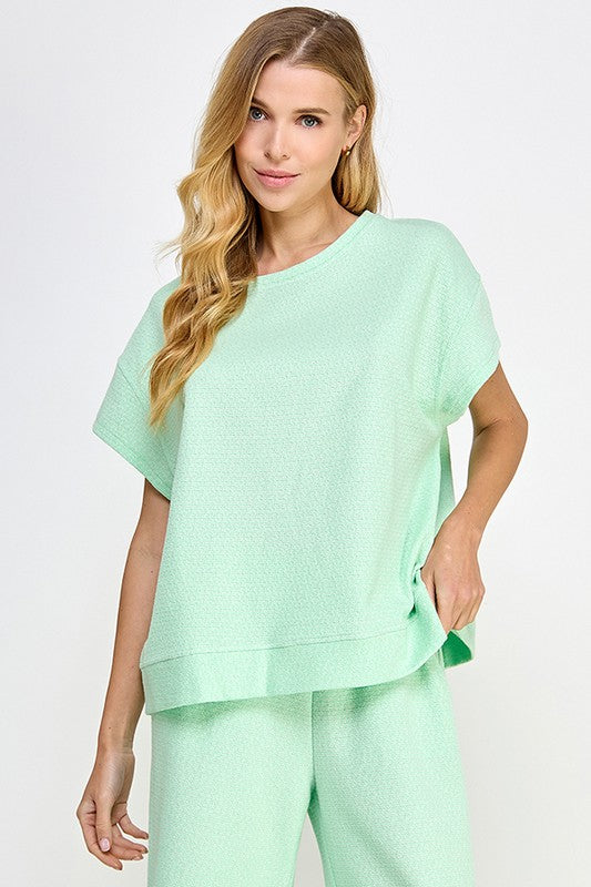 Metallic Textured Short Sleeve Set