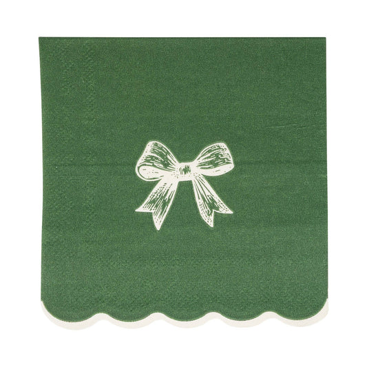 Gold/Green Bow Cocktail Napkin
