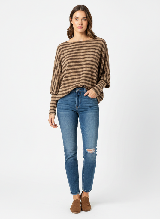 Brown Stripped Tunic | White Birch