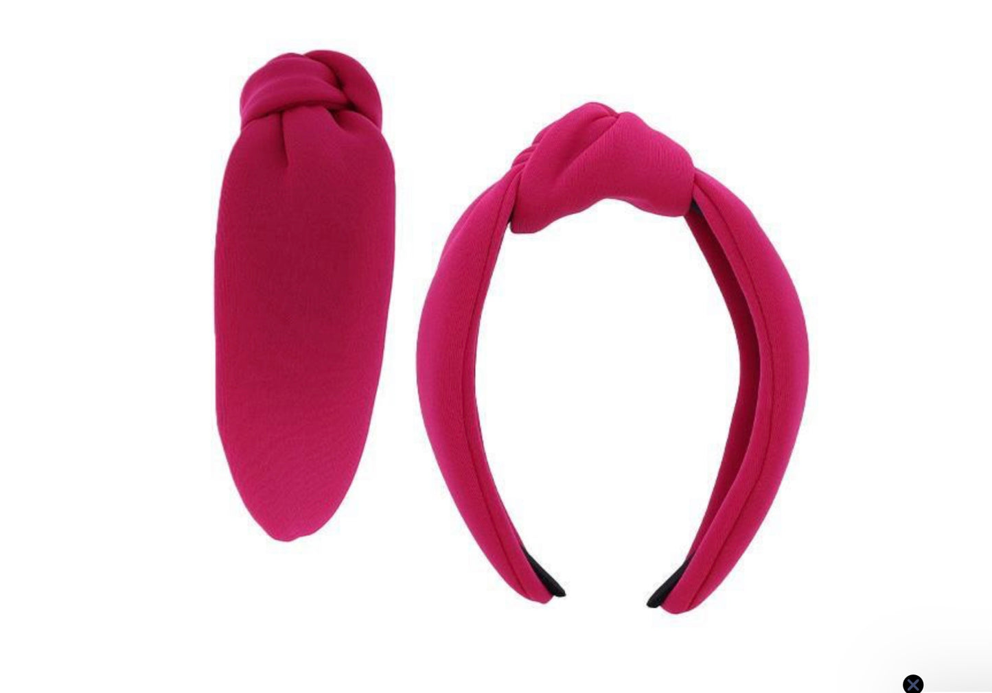 Bright pink padded knot headband. Stylish design. Available in small, medium, and large sizes.