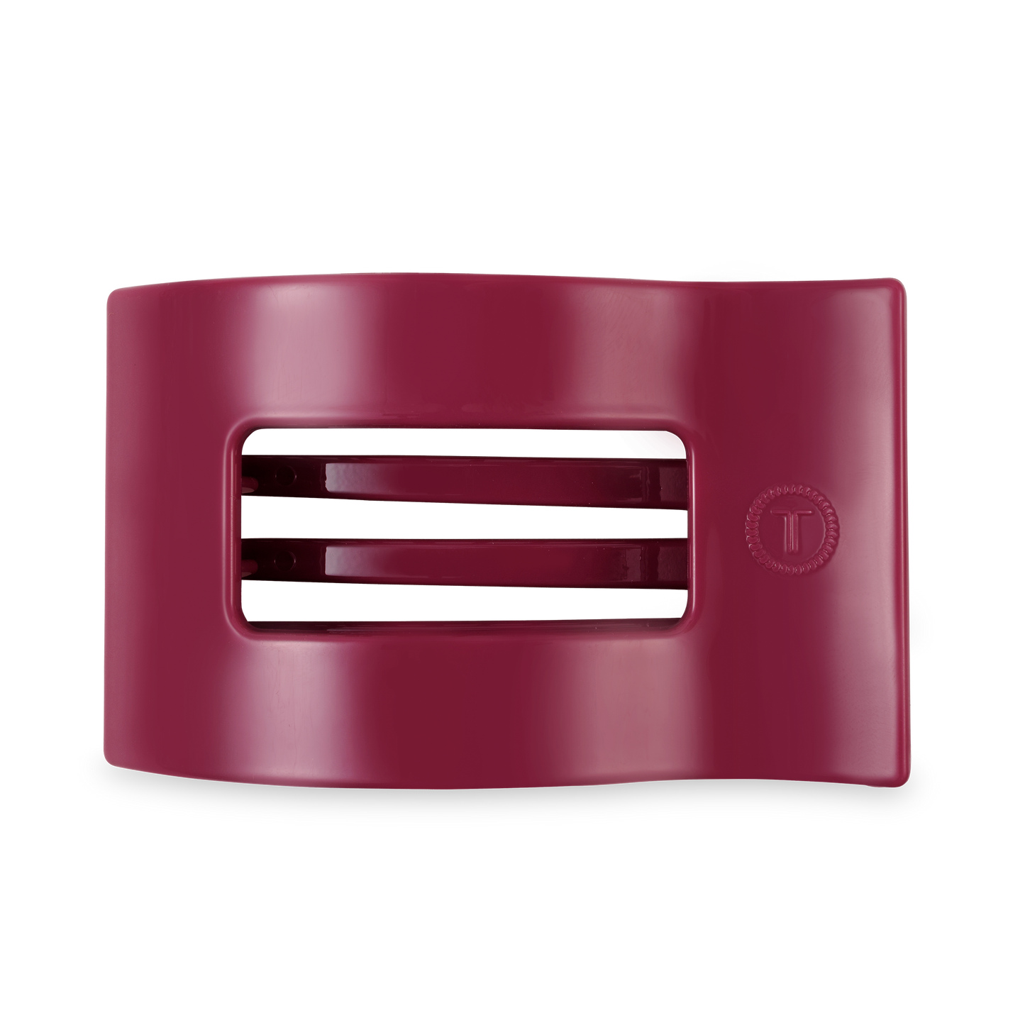 TELETIES Flat Rectangle Hair Clip in maroon with two inner prongs. Available in small, medium, and large sizes.