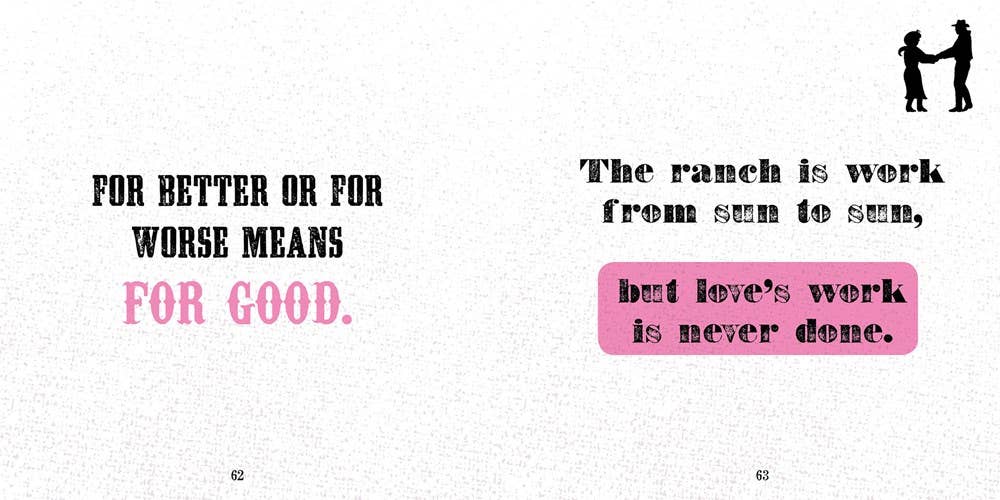 Two-page spread from Cowgirl's Guide to Life book. Hardcover, available in standard size.
