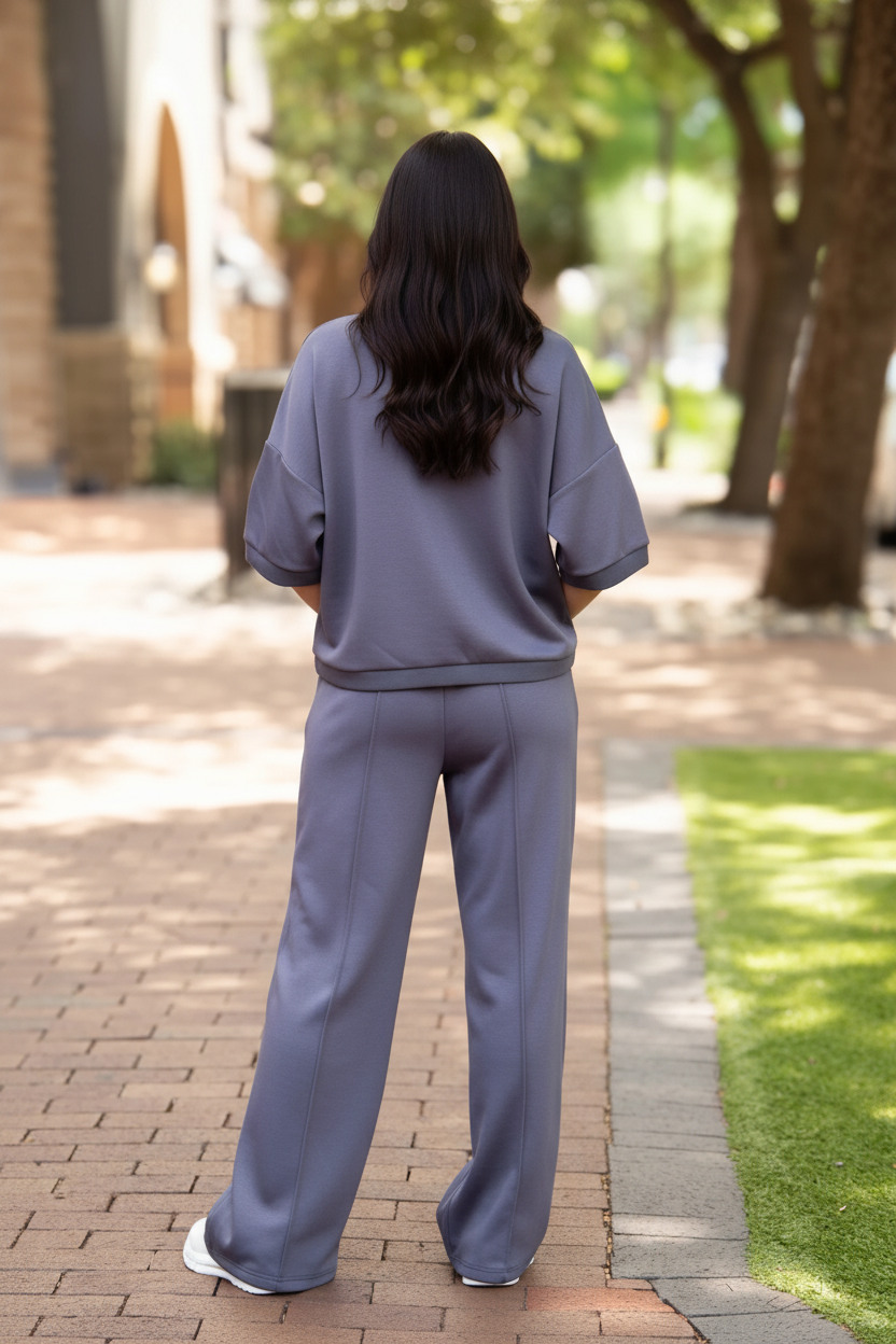 Slate Blue Butter Soft V-Neck Top, available in sizes S–XL.