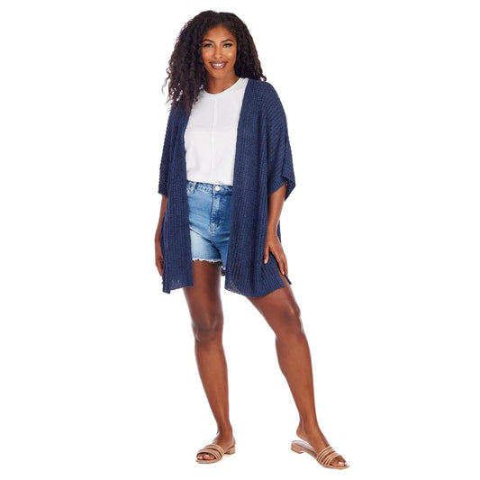 Brynn Cardigan in navy blue, available in sizes XS–XL.