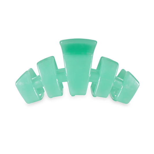 Classic Blue Lagoon TELETIES hair clip with wide, curved prongs; available in multiple sizes; stylish and durable design.