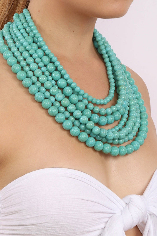 Rowena Necklace in turquoise, available in S, M, L.