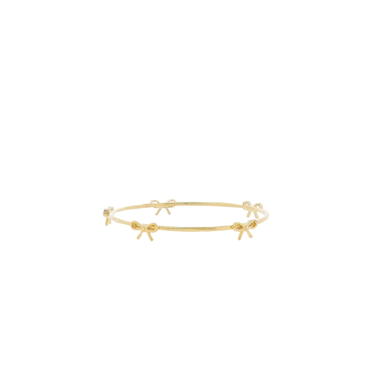 18k gold plated bangle with dainty, evenly spaced bow accents. Available sizes: S, M, L.
