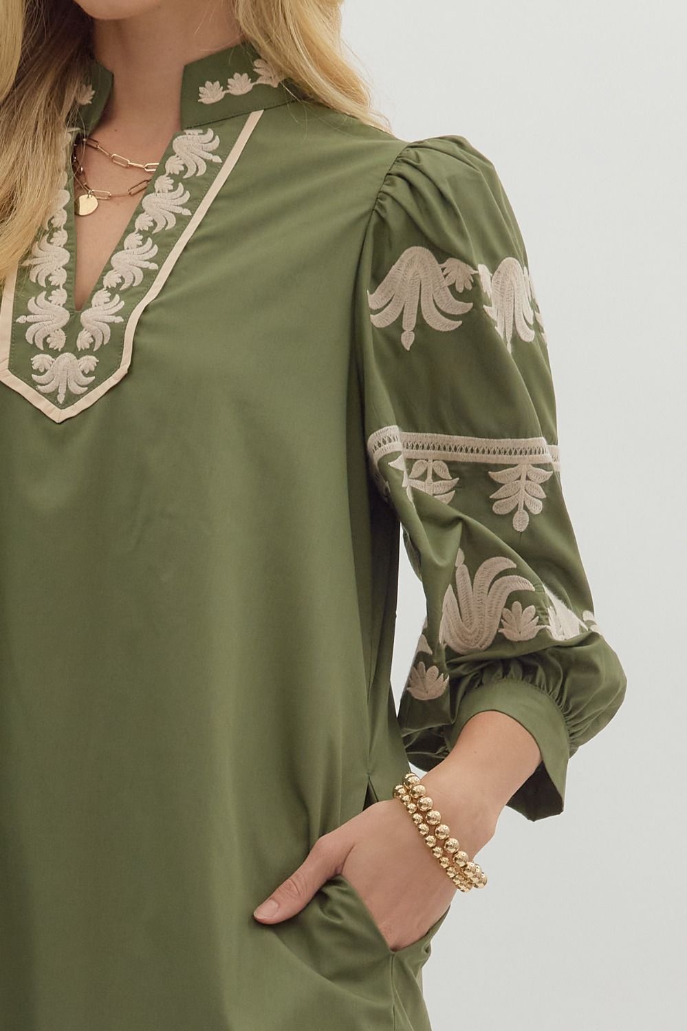 Ollie Embroidered Green Dress