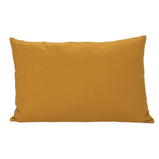 The Birds/Floral lumbar pillow, 24"x16", cotton blend velvet, smooth mustard yellow fabric.