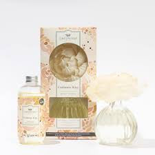 Cashmere Kiss Diffuser Oil bottle available in 8.5 fl oz. Decorative floral box packaging included.