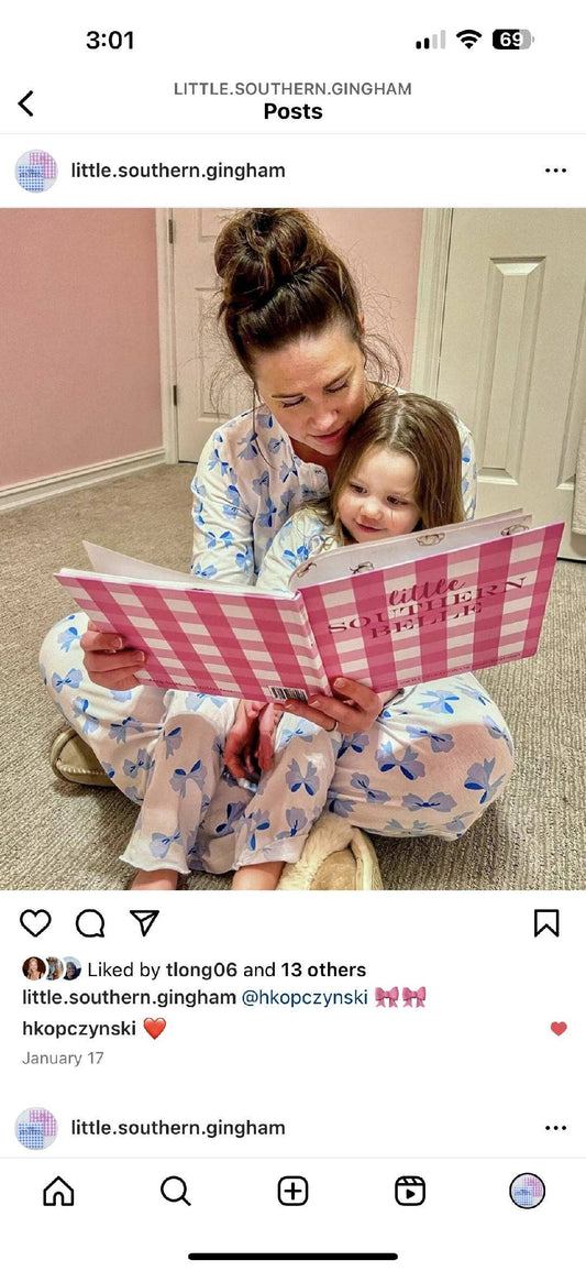 Matching floral pajamas from the "Little Southern Belle" collection; available in women’s and girls’ sizes.