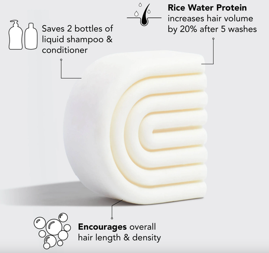 White Rice Water Protein Conditioner Bar for Hair Growth, geometric solid, available in 50g and 100g sizes.