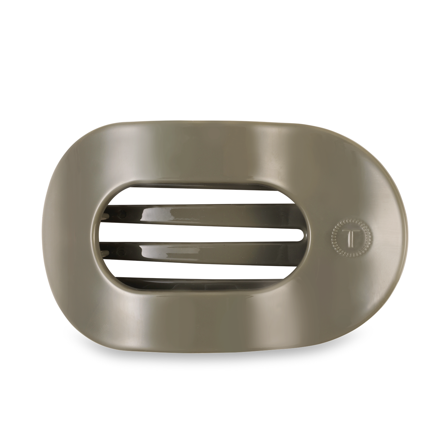 Olive-green rectangular plastic soap dish with rounded edges and three center drainage slots. Available in multiple sizes.