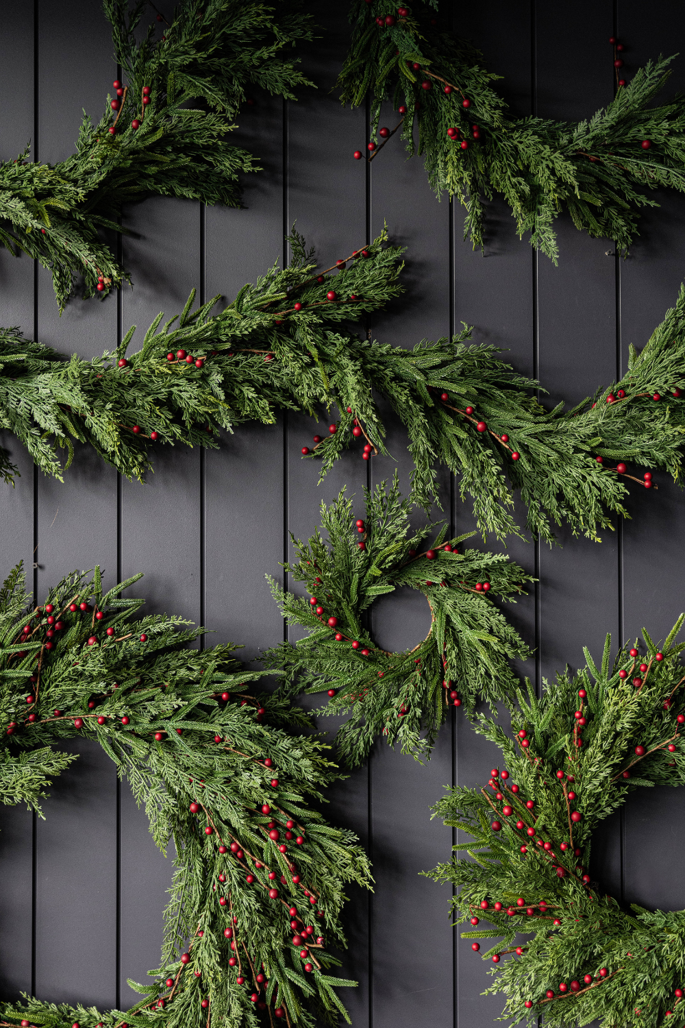 Red Plum Berry Norfolk Cypress Real Touch Wreath - 14"