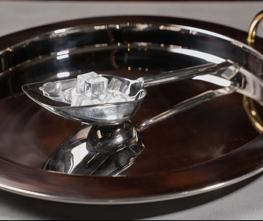 Stainless steel Curved Scoop with Hook Handle, holds small ice cubes. Available in 6", 8", and 10" sizes.