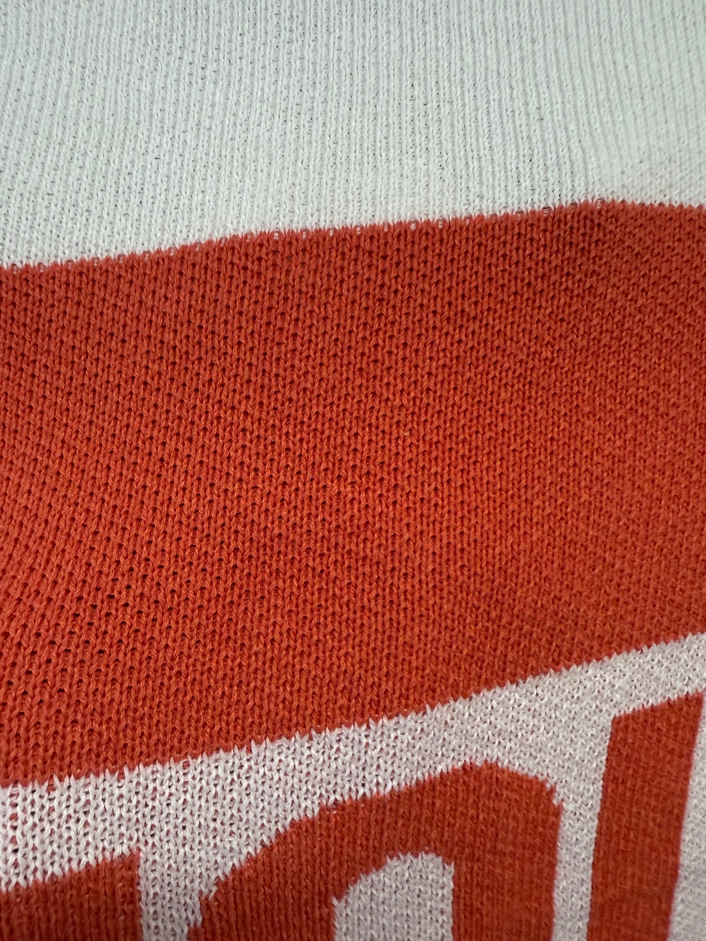 Knit Throw Orange and White Mineola