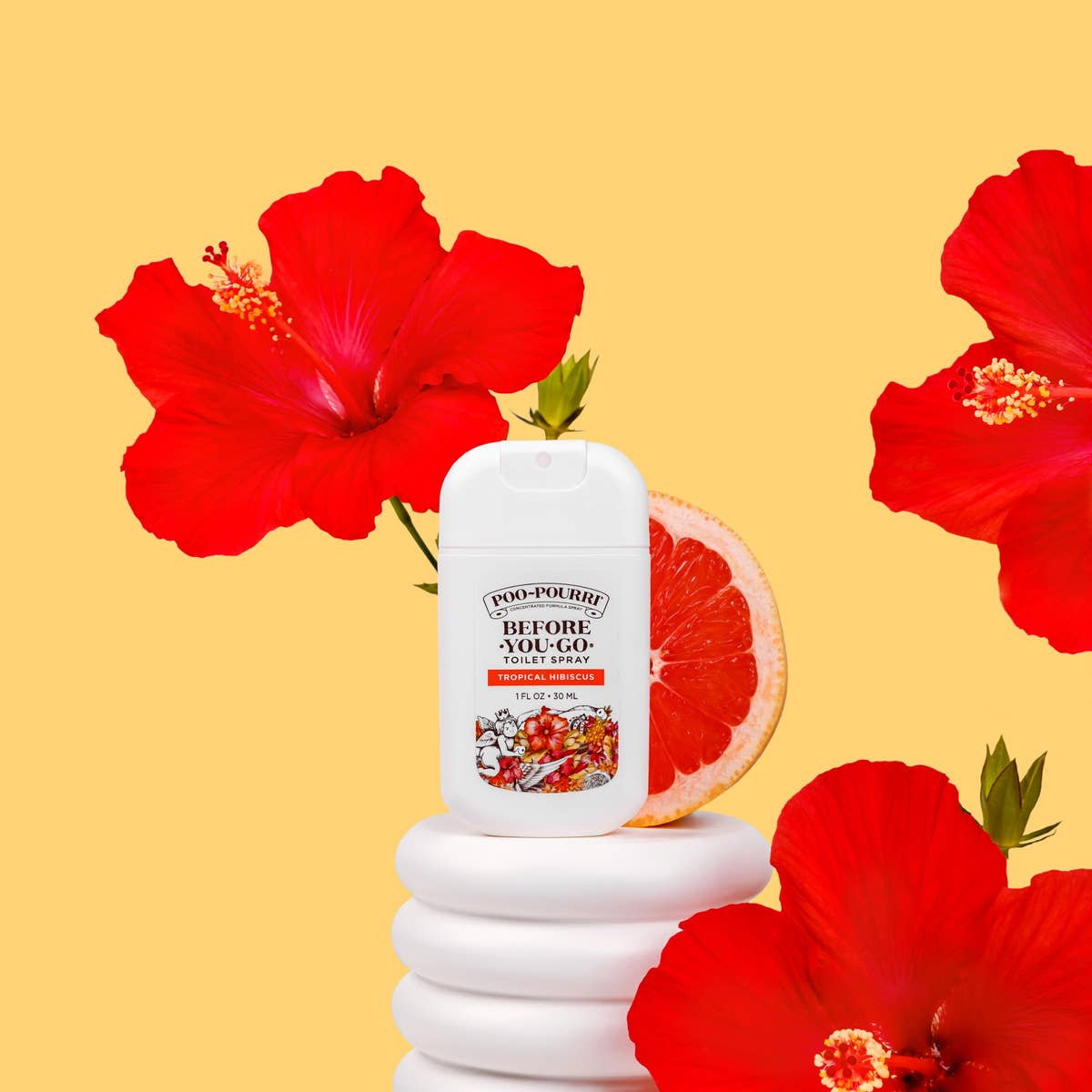 Poo~Pourri 1oz Pocket Sprayer with Pouch, Tropical Hibiscus scent. Available in 1oz size.
