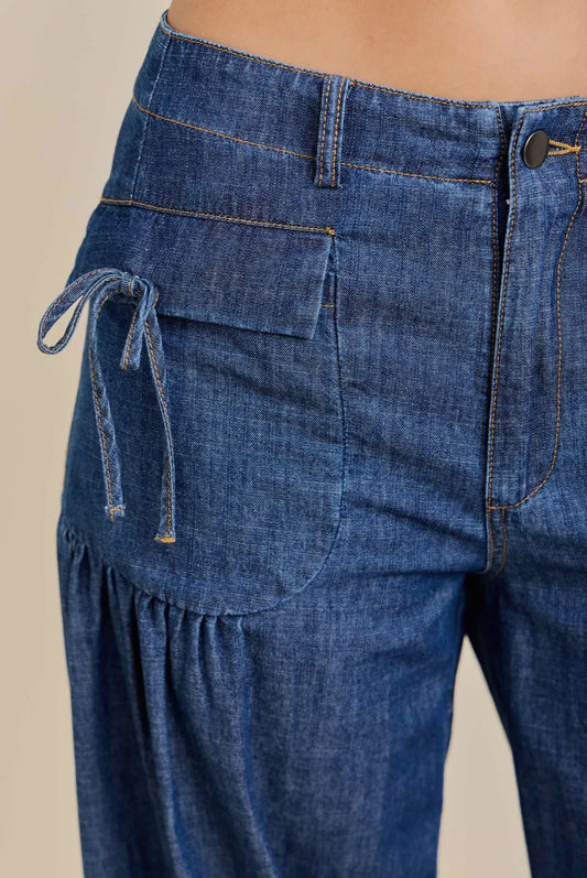 Dual-Style Wide-Leg Cinched Jogger