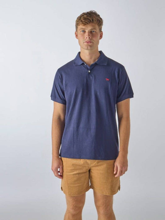 Men's Navy Collared Polo in classic cotton; available sizes S-XXL.