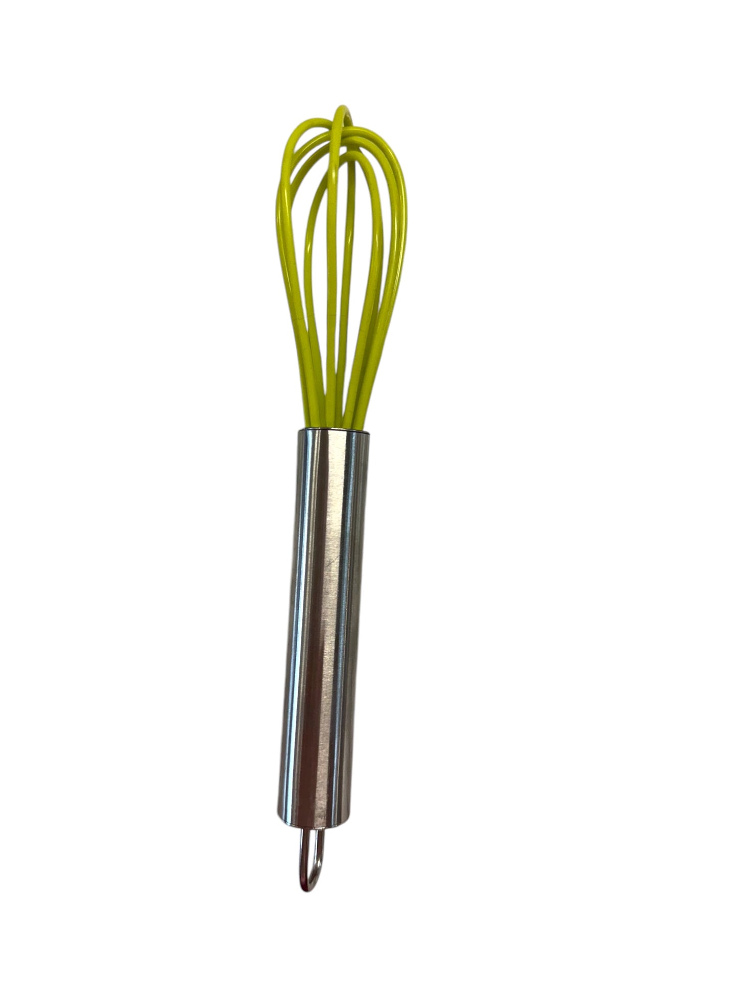 Stainless steel handle, vibrant yellow silicone loops. Available in 8", 10", and 12" sizes.