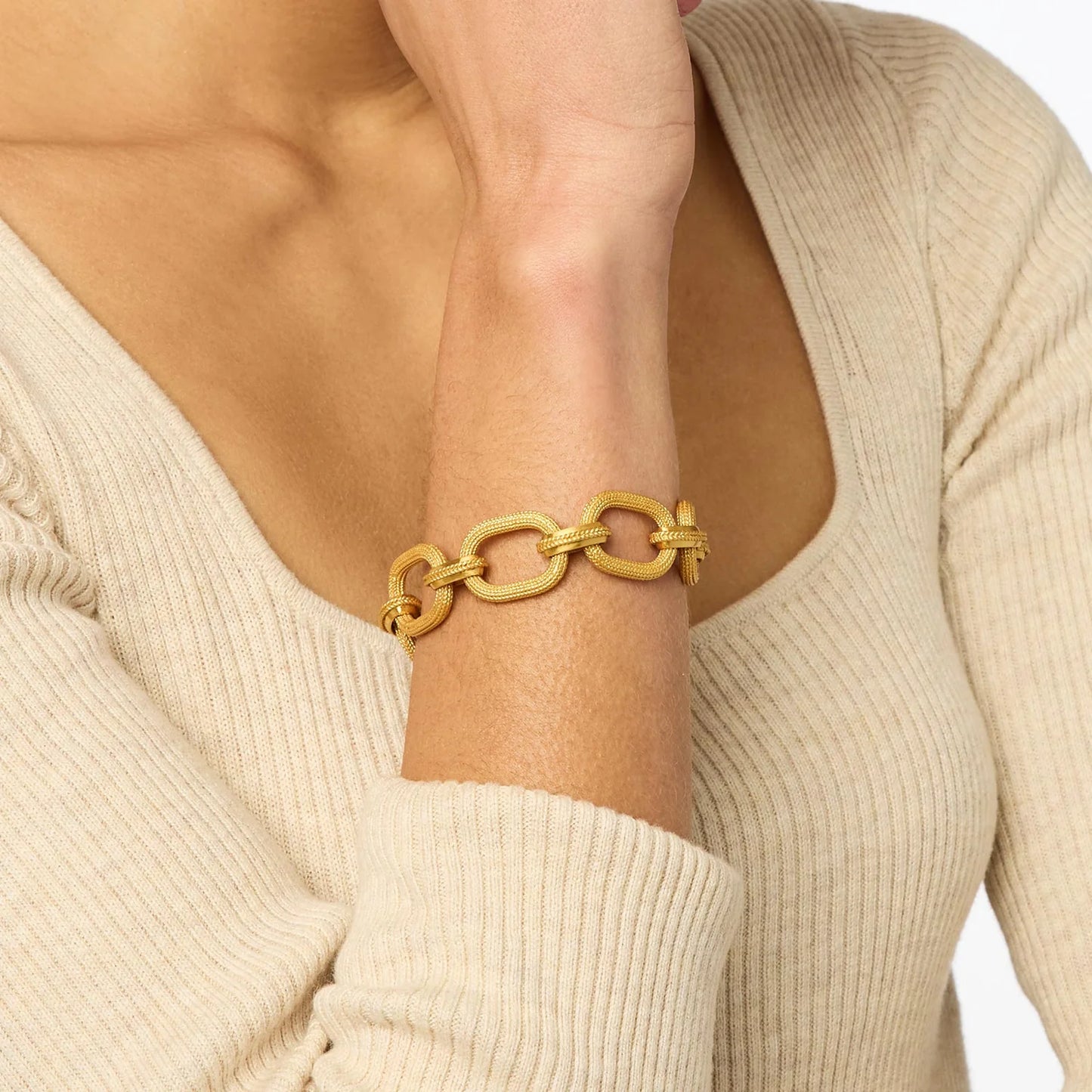 Cheval Link Bracelet shown in a chunky, elegant design. Available in S/M and M/L sizes.